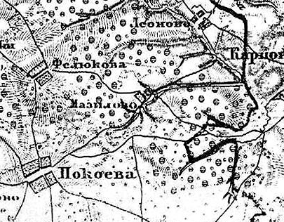 Деревня Мазилово на карте 1860 г.